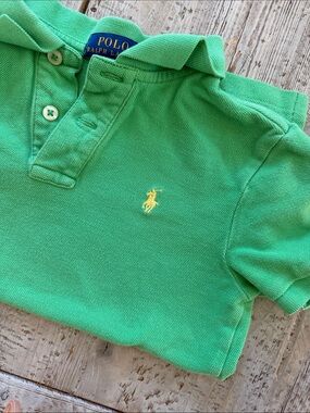 Polo by Ralph Lauren Bright Green Kids Polo with Yellow Logo, size 6